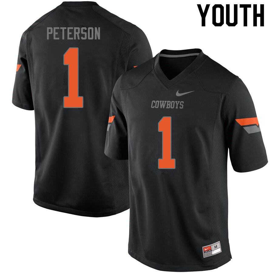 Youth #1 Kevin Peterson Oklahoma State Cowboys College Football Jerseys Sale-Black